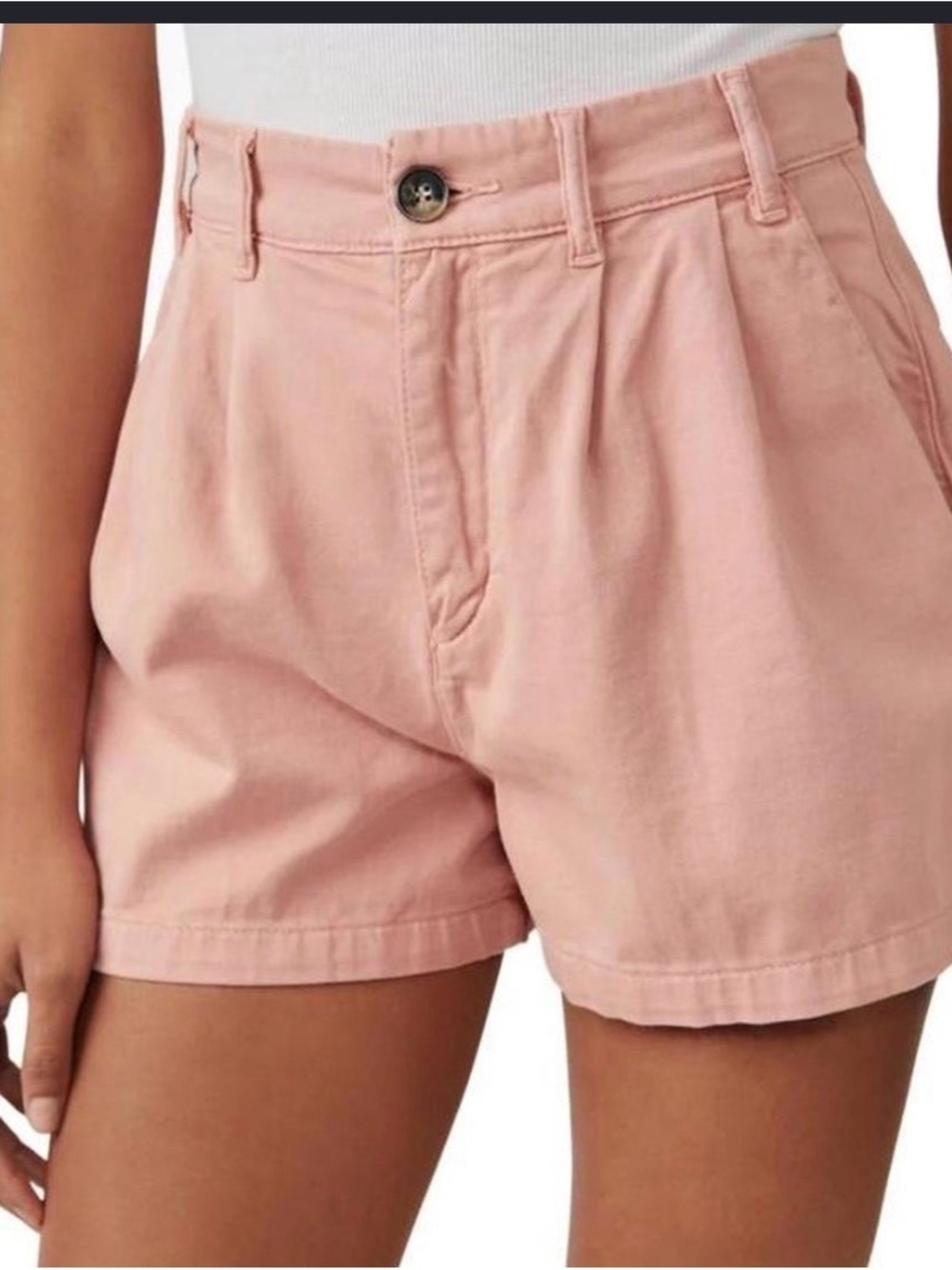 Free People Billie Chino High-Rise Pleated Shorts - Blush Pink size 12